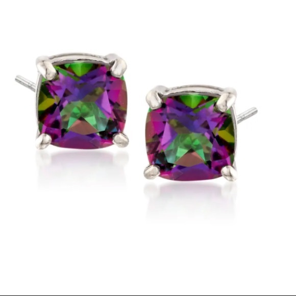 New-Savvy Cie Jewels Mystic Quartz Sterling Silver Stud Earrings - Picture 5 of 5